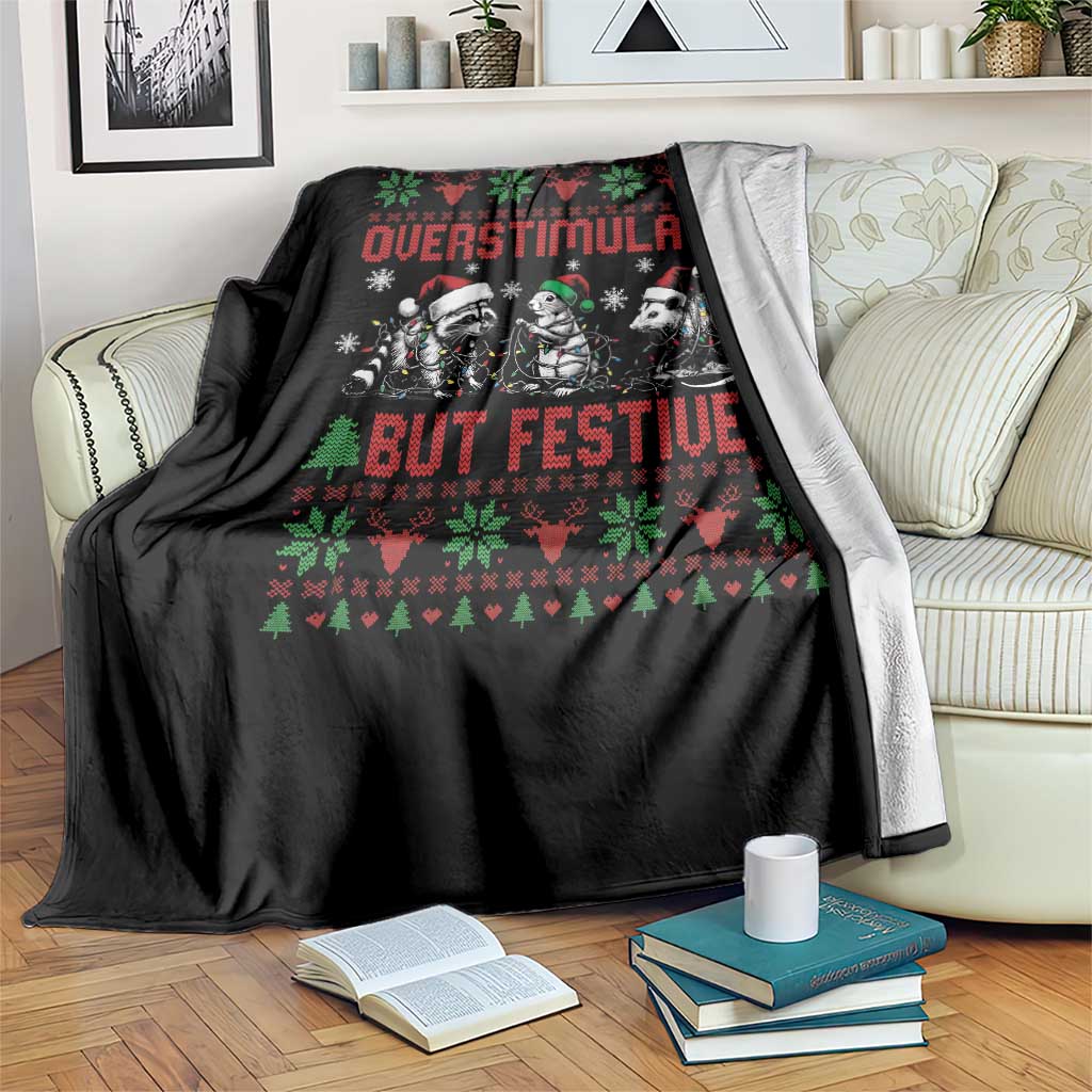 Possum Christmas Throw Blanket Funny Overstimulated But Festive TS14 Print Your Wear
