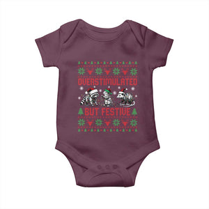 Possum Christmas Baby Onesie Funny Overstimulated But Festive TS14 Maroon Print Your Wear