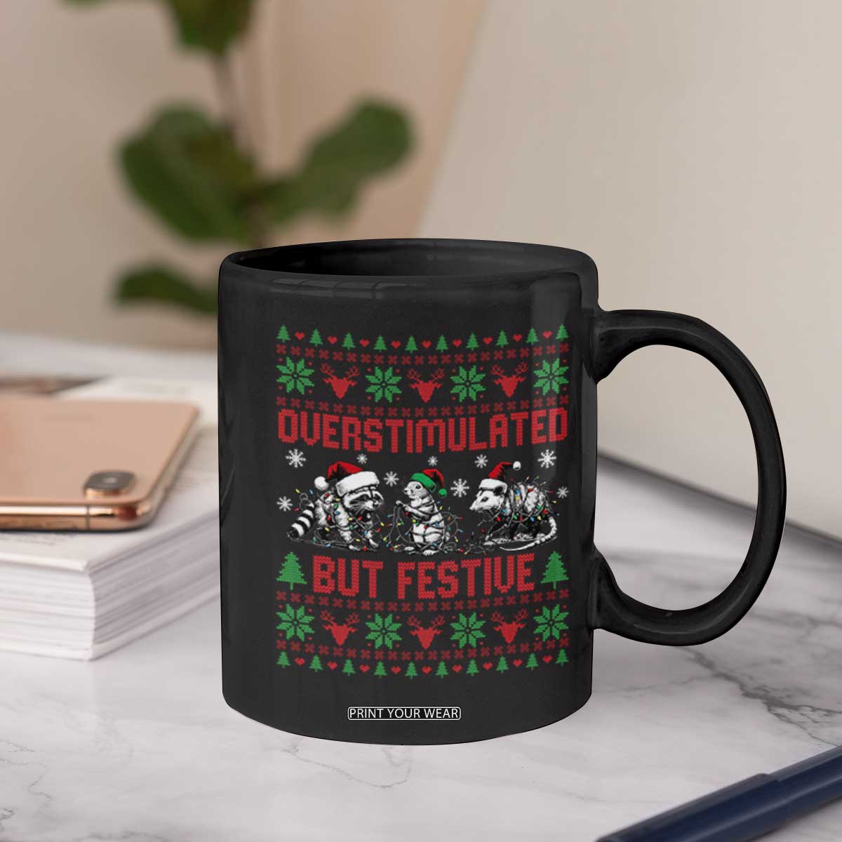 Possum Christmas Coffee Mug Funny Overstimulated But Festive TS14 Print Your Wear