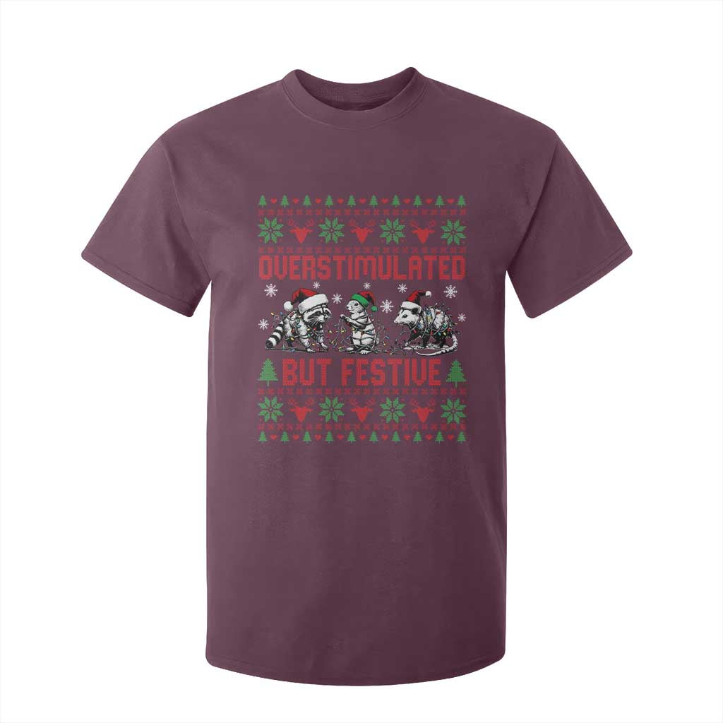 Possum Christmas T Shirt For Kid Funny Overstimulated But Festive TS14 Maroon Print Your Wear