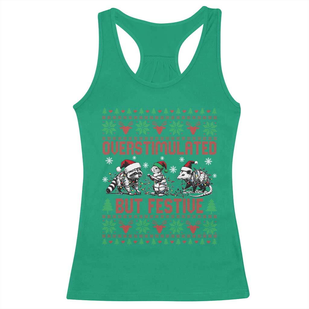 Possum Christmas Racerback Tank Top Funny Overstimulated But Festive TS14 Irish Green Print Your Wear