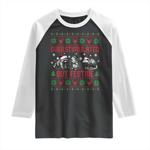 Possum Christmas Raglan Shirt Funny Overstimulated But Festive TS14 Black White Print Your Wear