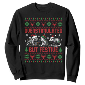 Possum Christmas Sweatshirt Funny Overstimulated But Festive TS14 Black Print Your Wear