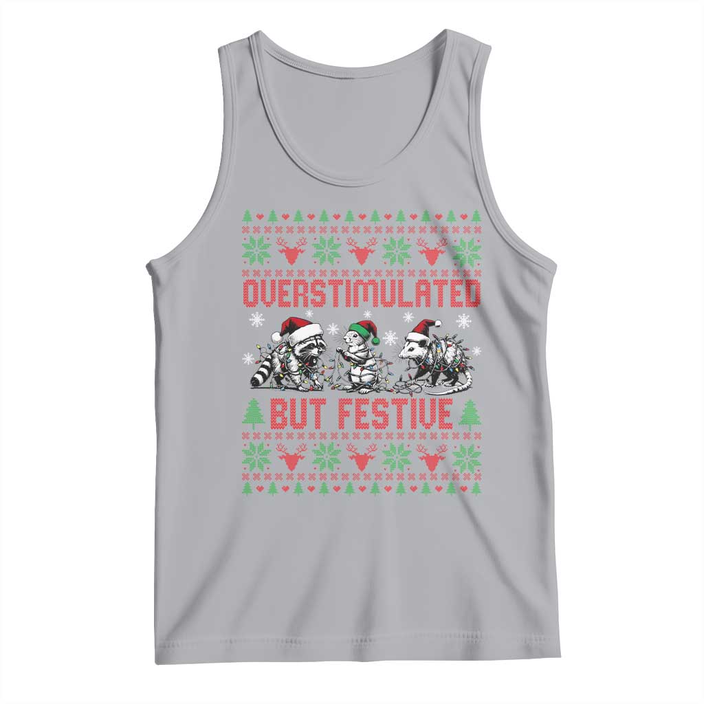 Possum Christmas Tank Top Funny Overstimulated But Festive TS14 Athletic Heather Print Your Wear