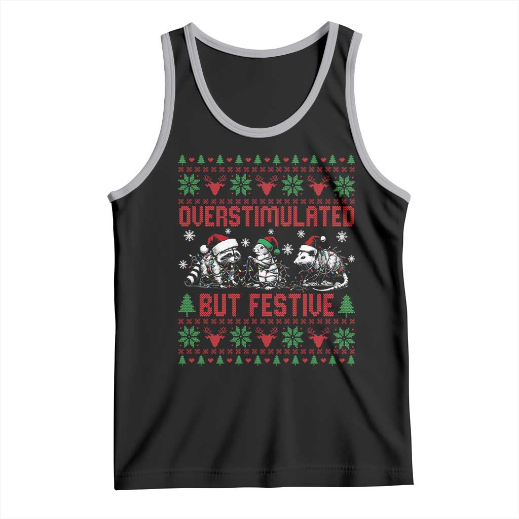Possum Christmas Tank Top Funny Overstimulated But Festive TS14 Black Athletic Heather Print Your Wear