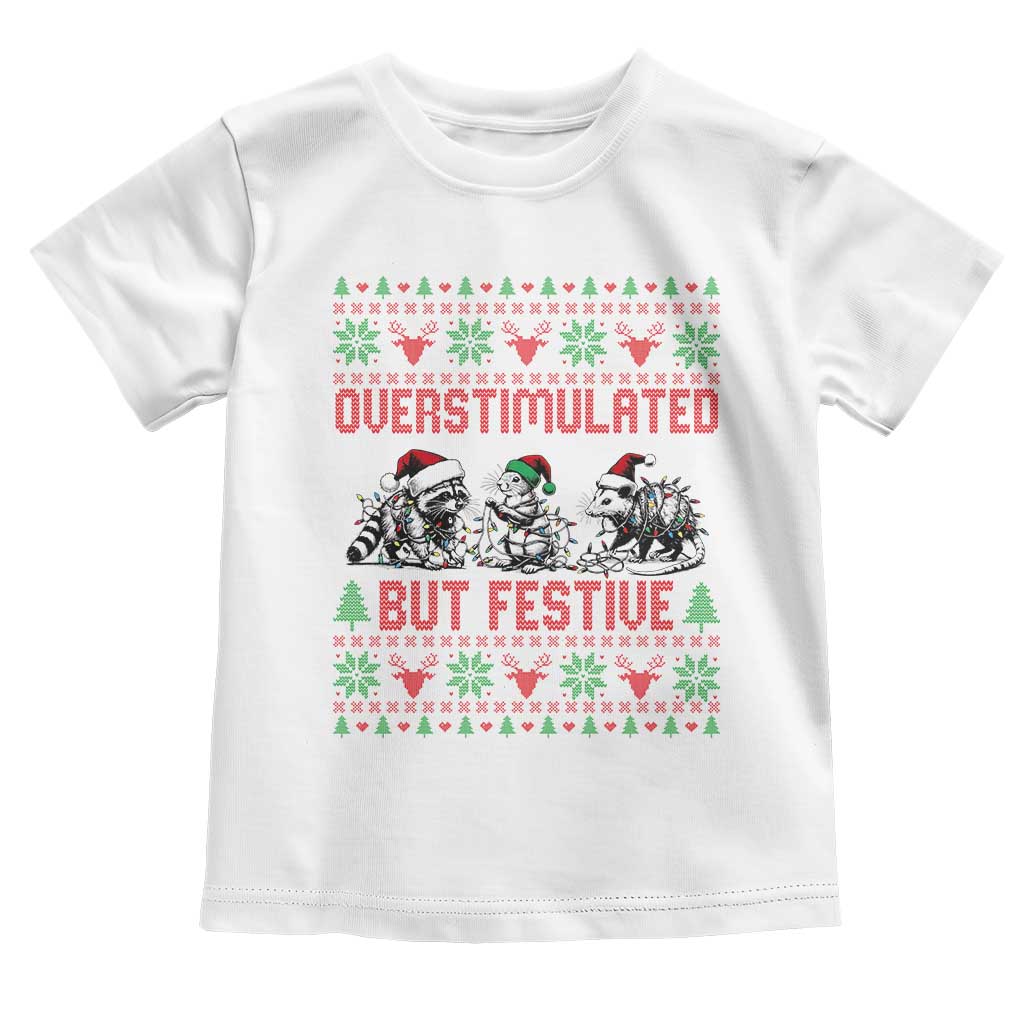 Possum Christmas Toddler T Shirt Funny Overstimulated But Festive TS14 White Print Your Wear