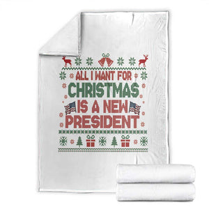All I Want For Christmas Is A New President Throw Blanket Funny Democrat Christmas TS14 White Print Your Wear