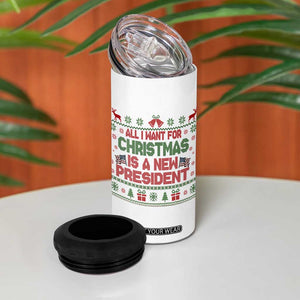 All I Want For Christmas Is A New President 4 in 1 Can Cooler Tumbler Funny Democrat Christmas TS14 Print Your Wear