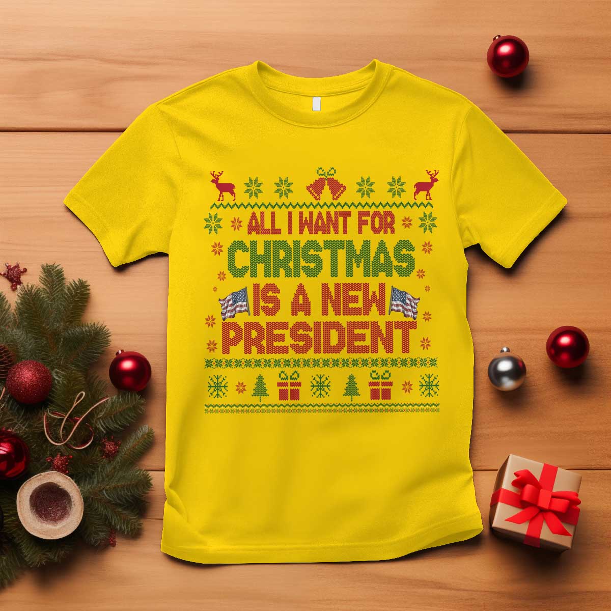 All I Want For Christmas Is A New President T Shirt Funny Democrat Christmas TS14 Daisy Print Your Wear