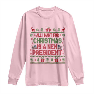All I Want For Christmas Is A New President Long Sleeve Shirt Funny Democrat Christmas TS14 Light Pink Print Your Wear