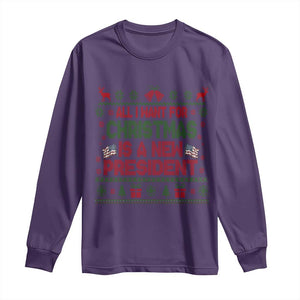 All I Want For Christmas Is A New President Long Sleeve Shirt Funny Democrat Christmas TS14 Purple Print Your Wear