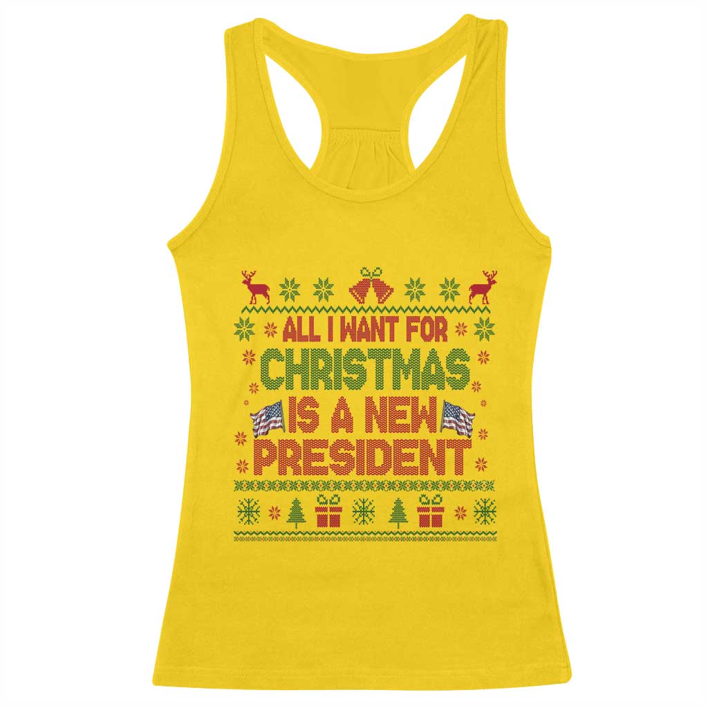 All I Want For Christmas Is A New President Racerback Tank Top Funny Democrat Christmas TS14 Daisy Print Your Wear