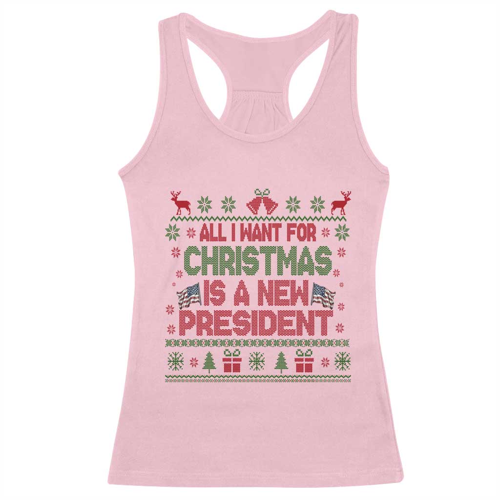 All I Want For Christmas Is A New President Racerback Tank Top Funny Democrat Christmas TS14 Light Pink Print Your Wear