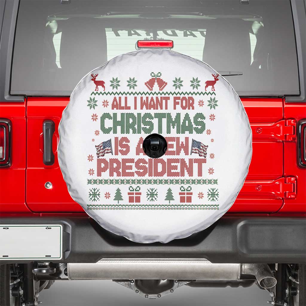 All I Want For Christmas Is A New President Spare Tire Cover Funny Democrat Christmas TS14 White Print Your Wear