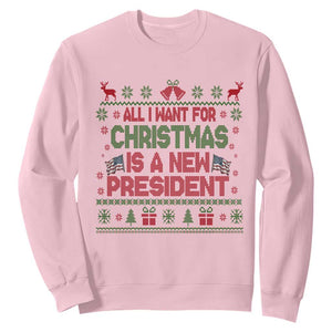 All I Want For Christmas Is A New President Sweatshirt Funny Democrat Christmas TS14 Light Pink Print Your Wear