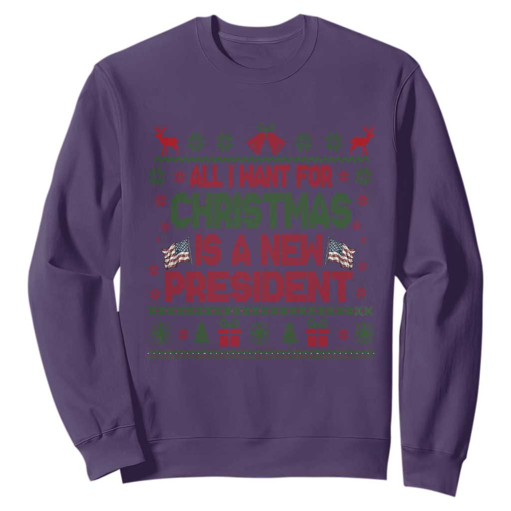 All I Want For Christmas Is A New President Sweatshirt Funny Democrat Christmas TS14 Purple Print Your Wear
