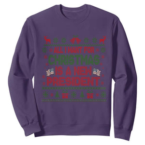 All I Want For Christmas Is A New President Sweatshirt Funny Democrat Christmas TS14 Purple Print Your Wear