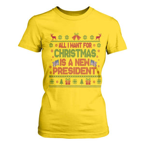 All I Want For Christmas Is A New President T Shirt For Women Funny Democrat Christmas TS14 Daisy Print Your Wear