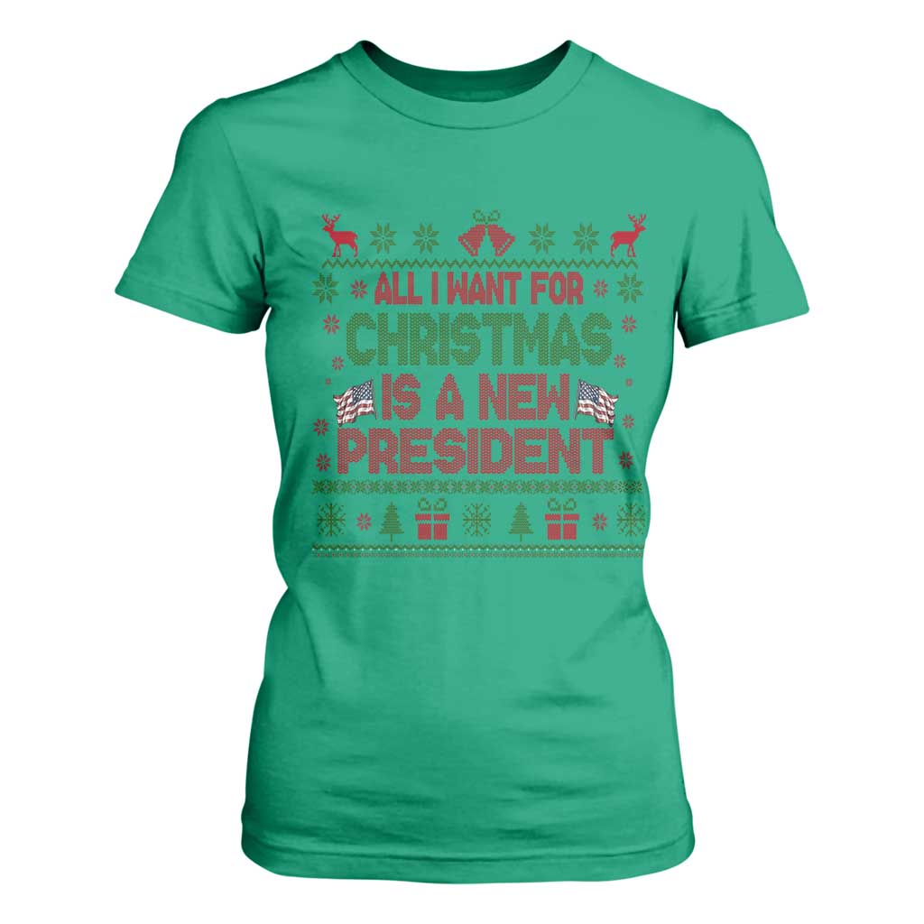 All I Want For Christmas Is A New President T Shirt For Women Funny Democrat Christmas TS14 Irish Green Print Your Wear