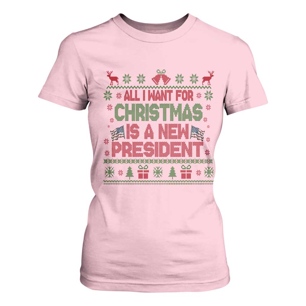 All I Want For Christmas Is A New President T Shirt For Women Funny Democrat Christmas TS14 Light Pink Print Your Wear
