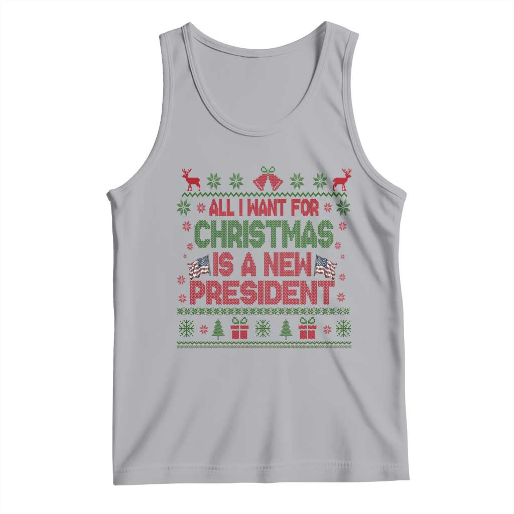 All I Want For Christmas Is A New President Tank Top Funny Democrat Christmas TS14 Athletic Heather Print Your Wear