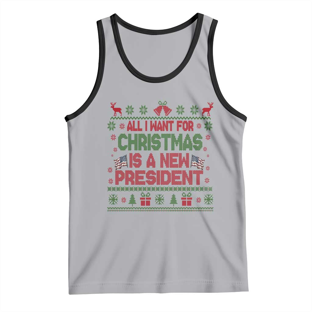 All I Want For Christmas Is A New President Tank Top Funny Democrat Christmas TS14 Athletic Heather Black Print Your Wear