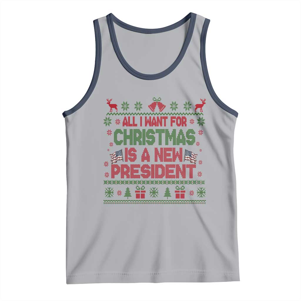 All I Want For Christmas Is A New President Tank Top Funny Democrat Christmas TS14 Athletic Heather Navy Print Your Wear