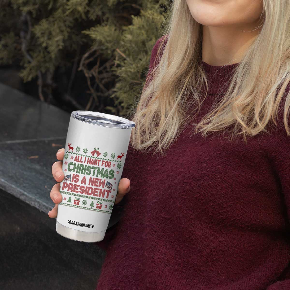 All I Want For Christmas Is A New President Tumbler Cup Funny Democrat Christmas TS14 Print Your Wear