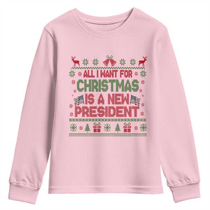 All I Want For Christmas Is A New President Youth Sweatshirt Funny Democrat Christmas TS14 Light Pink Print Your Wear