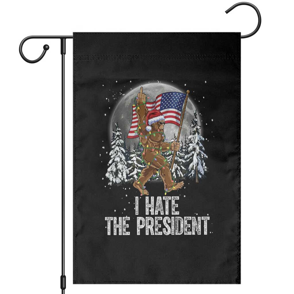 Funny Bigfoot Christmas Political Meme Garden Flag I Hate The President TS14 Black Print Your Wear
