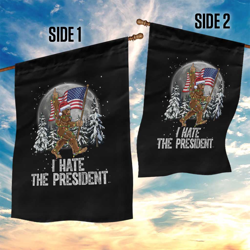 Funny Bigfoot Christmas Political Meme Garden Flag I Hate The President TS14 Print Your Wear