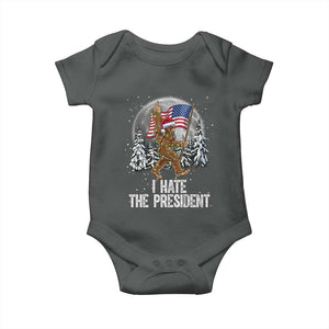 Funny Bigfoot Christmas Political Meme Baby Onesie I Hate The President TS14 Dark Heather Print Your Wear