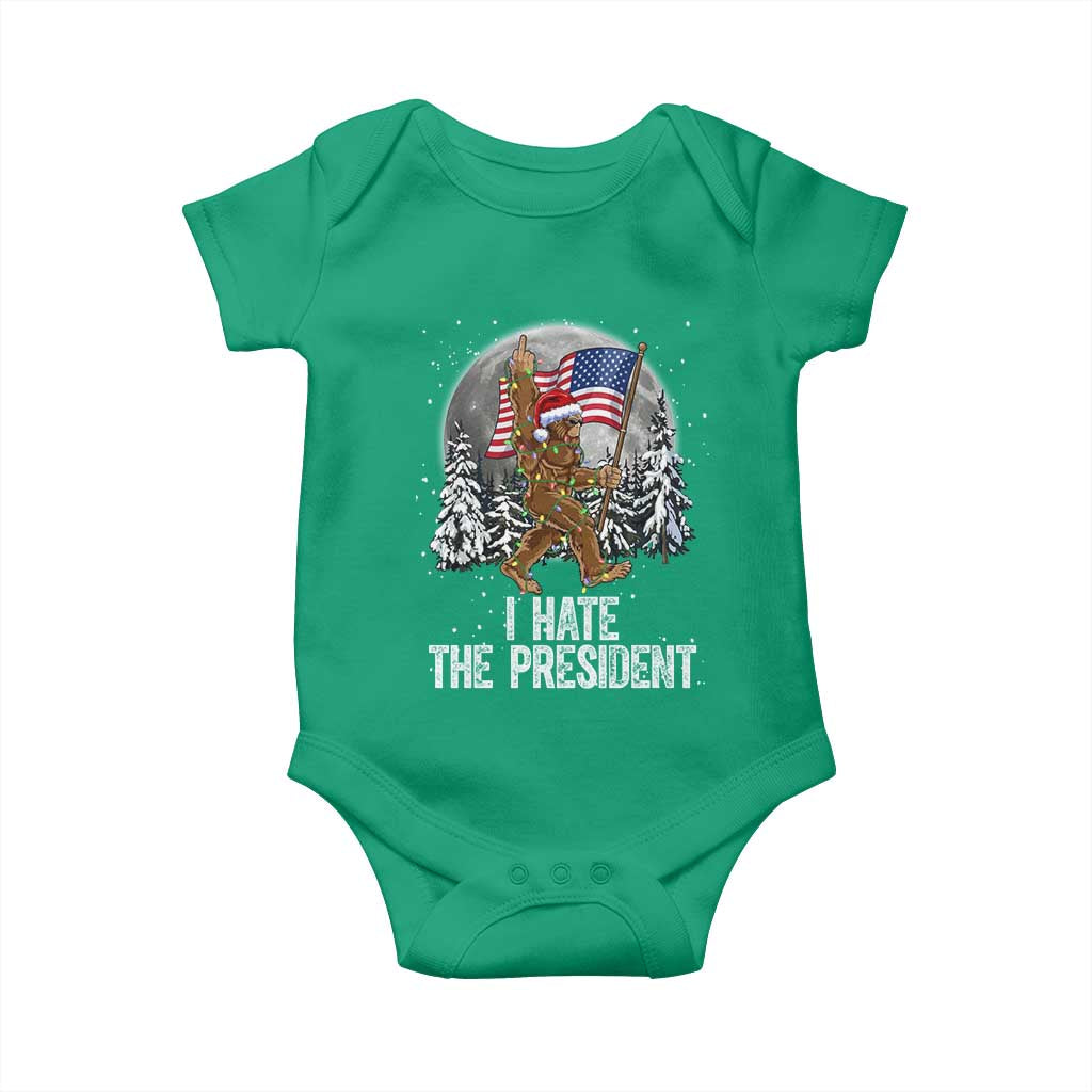 Funny Bigfoot Christmas Political Meme Baby Onesie I Hate The President TS14 Irish Green Print Your Wear