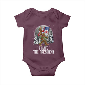 Funny Bigfoot Christmas Political Meme Baby Onesie I Hate The President TS14 Maroon Print Your Wear