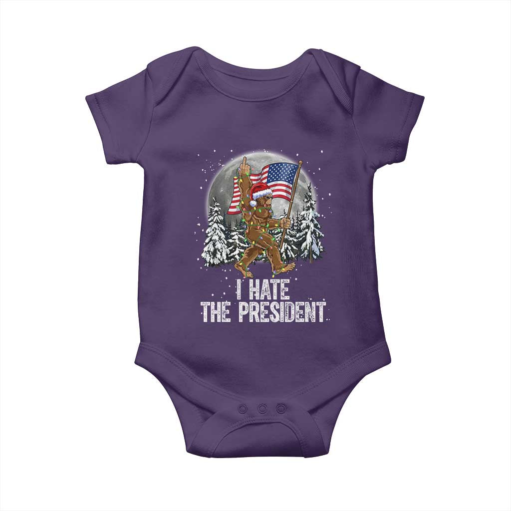 Funny Bigfoot Christmas Political Meme Baby Onesie I Hate The President TS14 Purple Print Your Wear
