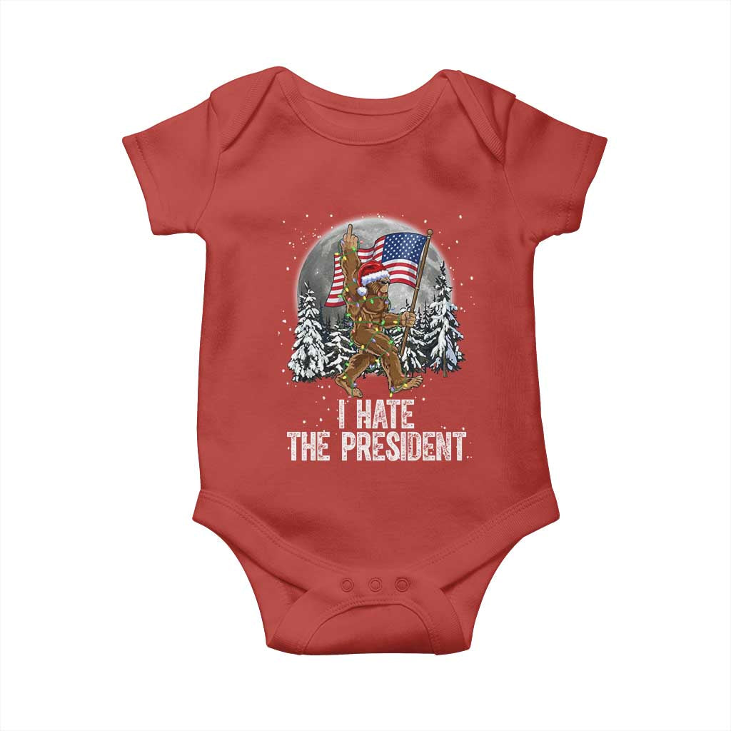 Funny Bigfoot Christmas Political Meme Baby Onesie I Hate The President TS14 Red Print Your Wear