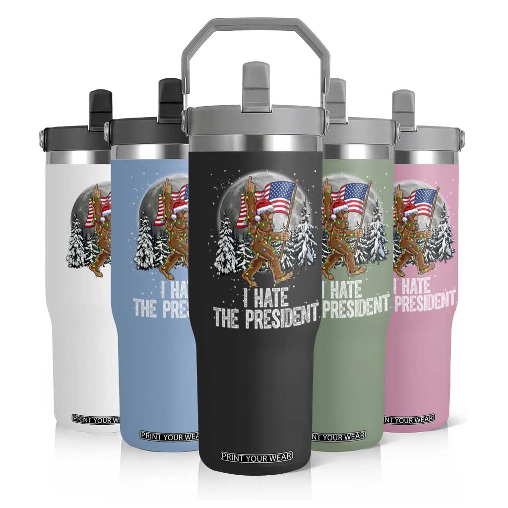 Funny Bigfoot Christmas Political Meme Flip Straw Tumbler I Hate The President TS14 Print Your Wear