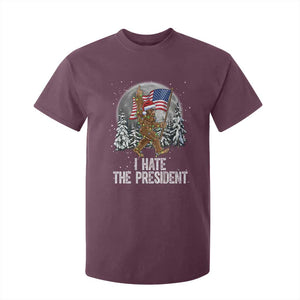 Funny Bigfoot Christmas Political Meme T Shirt For Kid I Hate The President TS14 Maroon Print Your Wear