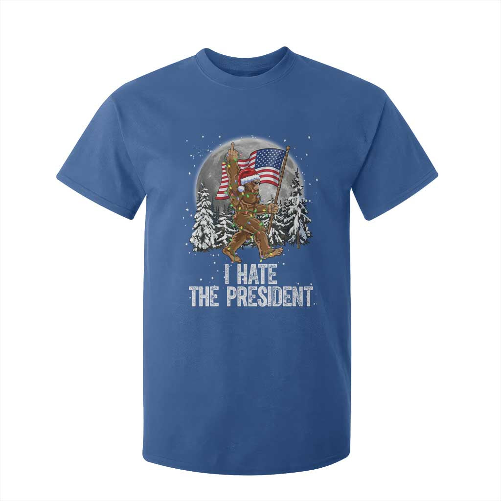 Funny Bigfoot Christmas Political Meme T Shirt For Kid I Hate The President TS14 Royal Blue Print Your Wear