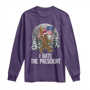 Funny Bigfoot Christmas Political Meme Long Sleeve Shirt I Hate The President TS14 Purple Print Your Wear