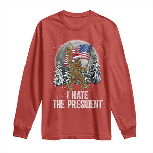 Funny Bigfoot Christmas Political Meme Long Sleeve Shirt I Hate The President TS14 Red Print Your Wear