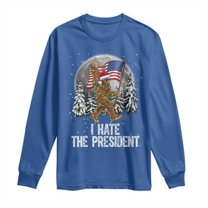 Funny Bigfoot Christmas Political Meme Long Sleeve Shirt I Hate The President TS14 Royal Blue Print Your Wear