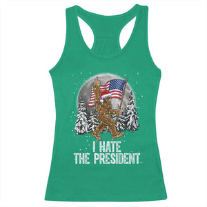 Funny Bigfoot Christmas Political Meme Racerback Tank Top I Hate The President TS14 Irish Green Print Your Wear