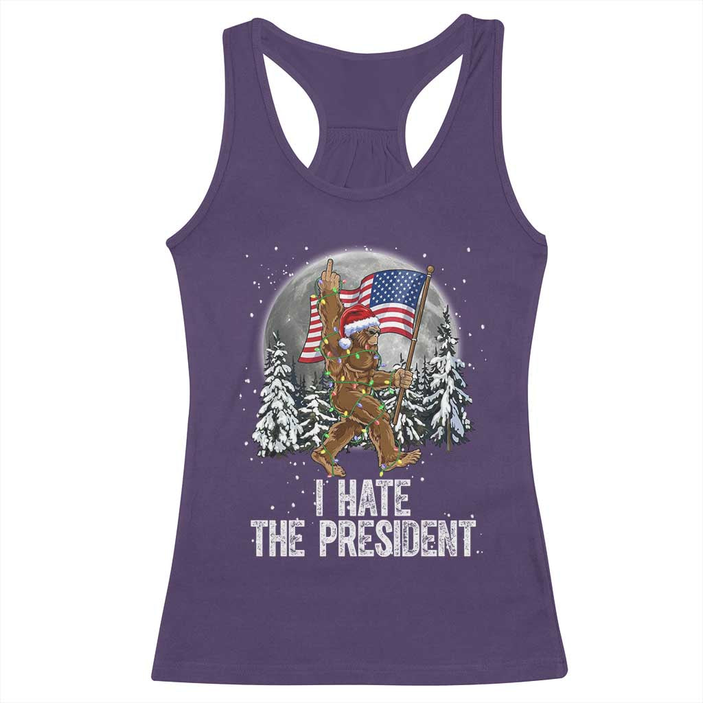 Funny Bigfoot Christmas Political Meme Racerback Tank Top I Hate The President TS14 Purple Print Your Wear