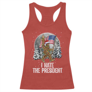 Funny Bigfoot Christmas Political Meme Racerback Tank Top I Hate The President TS14 Red Print Your Wear