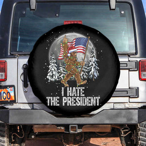 Funny Bigfoot Christmas Political Meme Spare Tire Cover I Hate The President TS14 No hole Black Print Your Wear