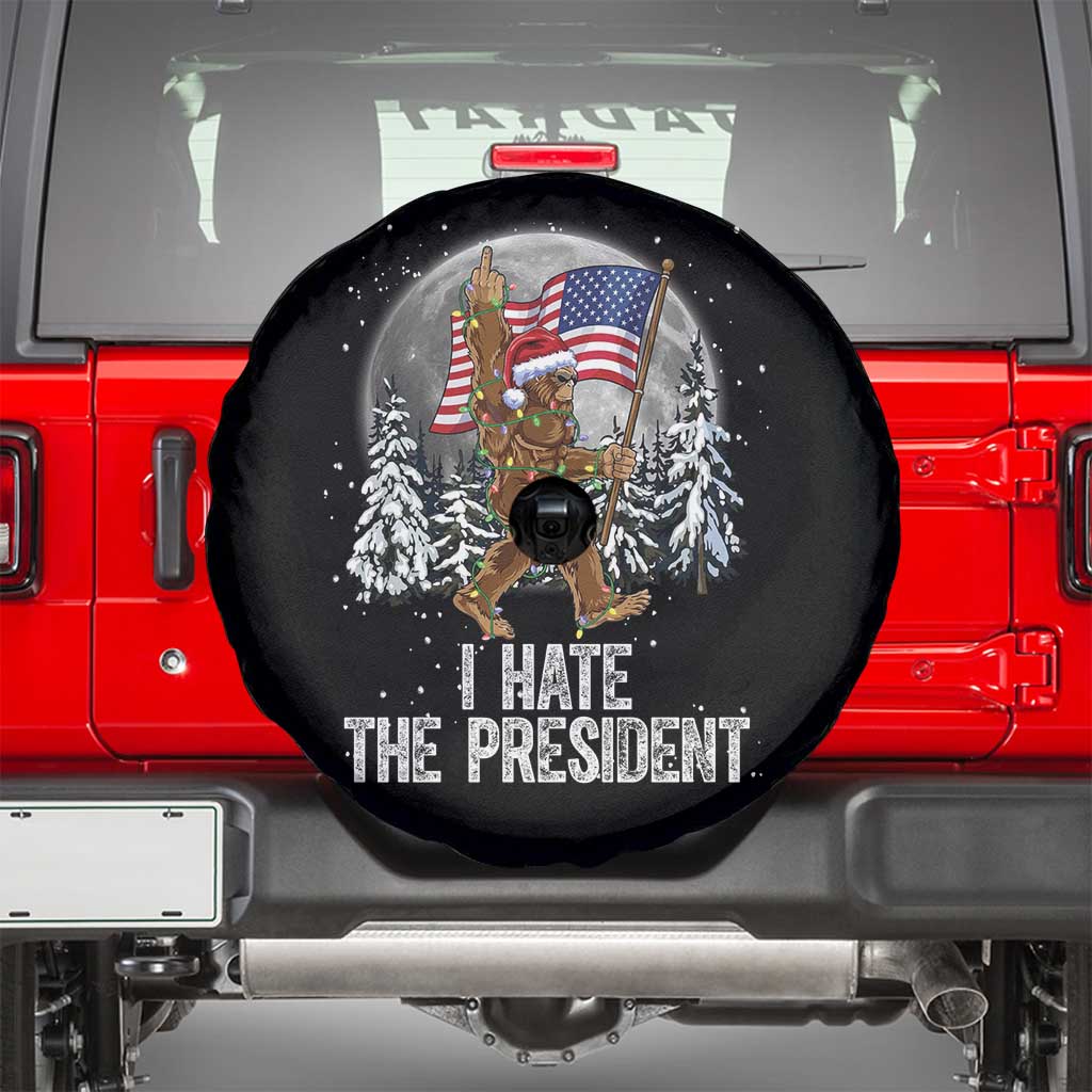 Funny Bigfoot Christmas Political Meme Spare Tire Cover I Hate The President TS14 Black Print Your Wear