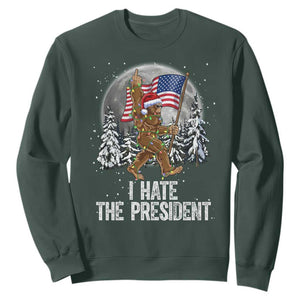 Funny Bigfoot Christmas Political Meme Sweatshirt I Hate The President TS14 Dark Forest Green Print Your Wear