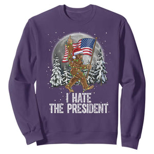 Funny Bigfoot Christmas Political Meme Sweatshirt I Hate The President TS14 Purple Print Your Wear