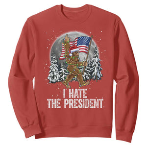 Funny Bigfoot Christmas Political Meme Sweatshirt I Hate The President TS14 Red Print Your Wear